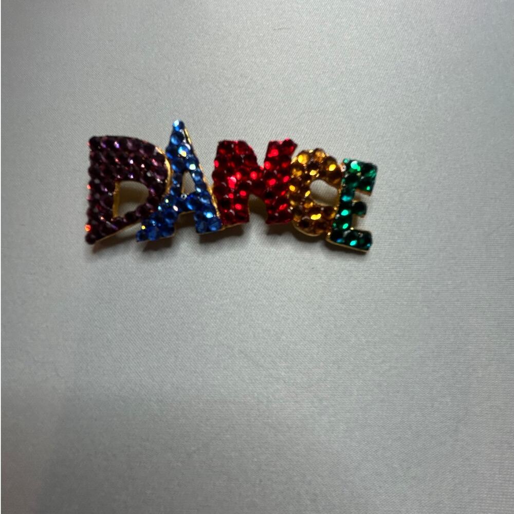 Rainbow Dance rhinestone UltraCraft vintage brooch gold tone